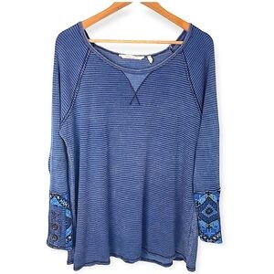 Soft Surroundings Tao Thermal Long Sleeve Top Size Small Waffle Knit Boat Neck